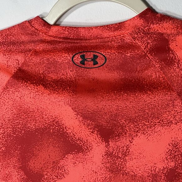 Under Armour T Shirt Size YMD/JM/M Orange/Black Loose Fit Big Logo Short Sleeve - Picture 4 of 8